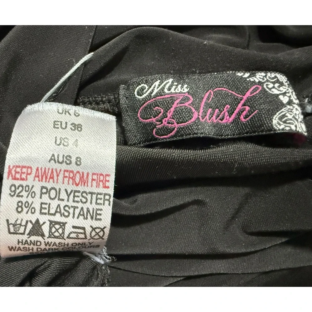 Miss Blush Black Bodycon Midi Dress Long Sleeve Mock Neck Cut‎ Out Party